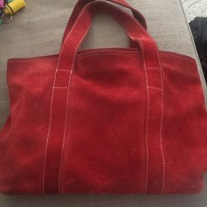 Red suede banana republic purse